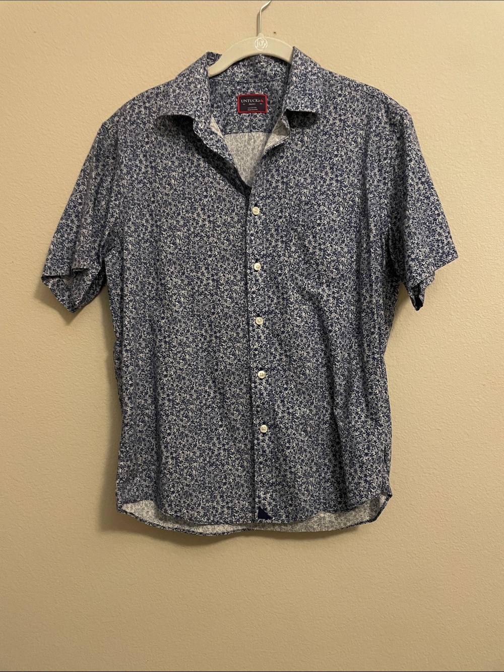 UNTUCKit Blue and White Micro Floral Short-Sleeve Button-Down Shirt